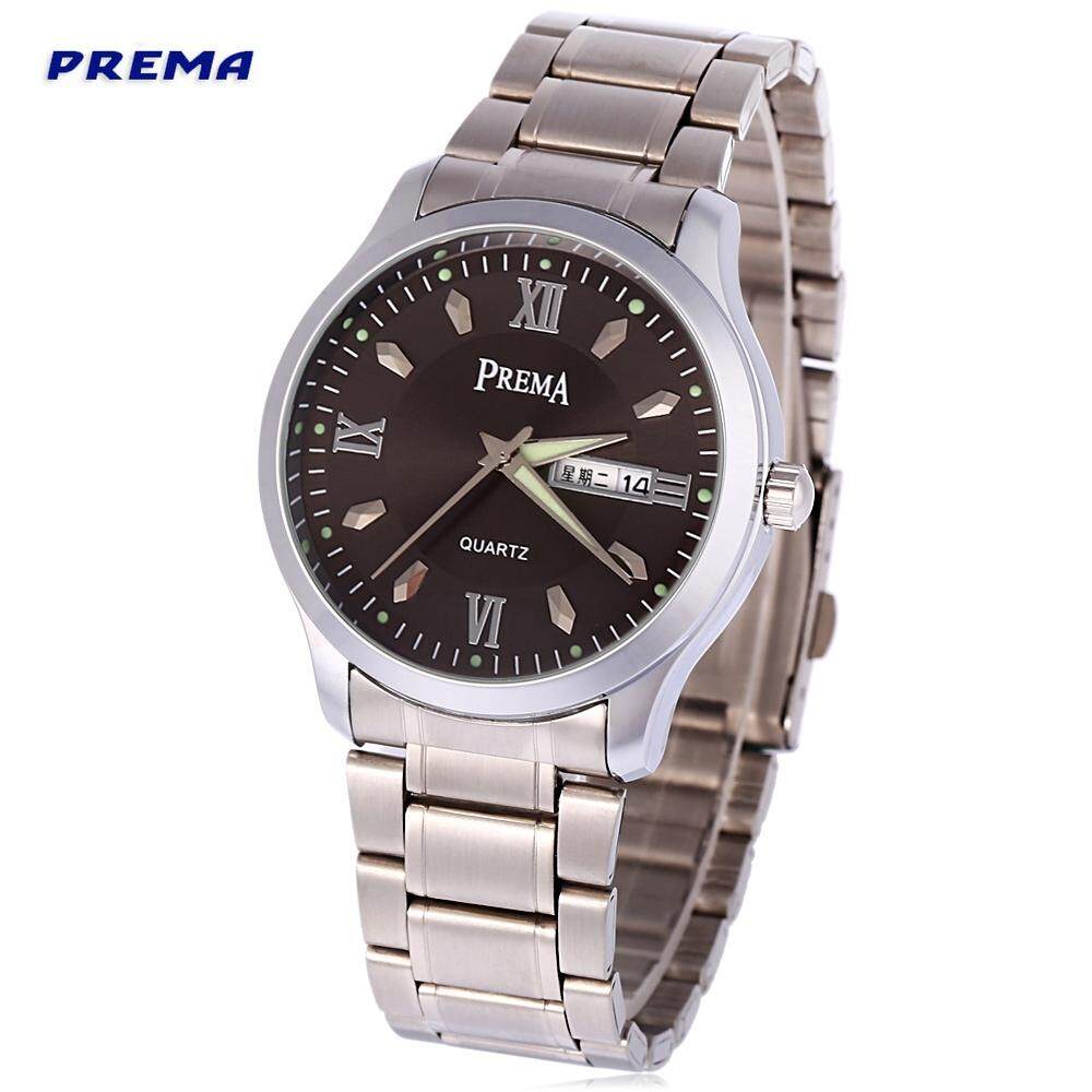 PREMA 6119-11 ผู้ชายนาฬิกาควอตซ์ Luminous Pointer 30 เมตรน้ำปฏิทินความต้านทานนาฬิกาข้อมือ - INTL