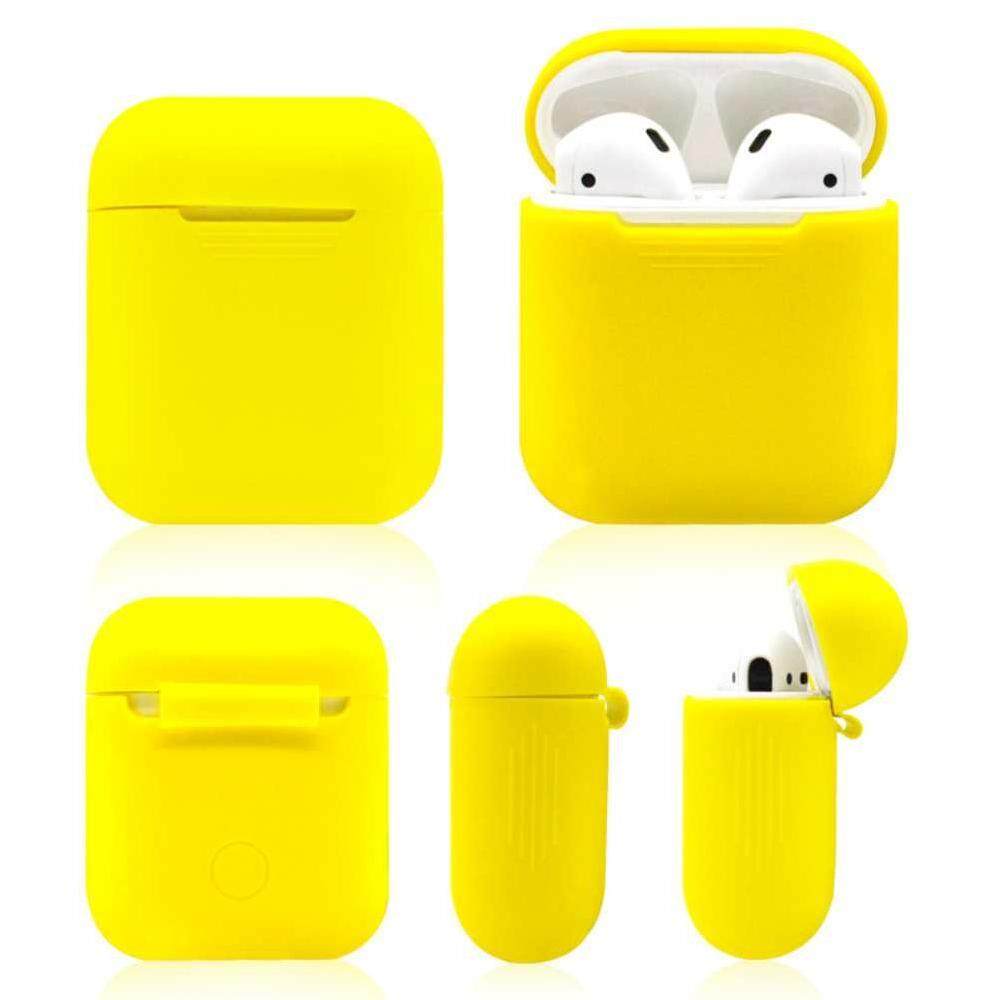 Vigo 2pcs ShockProof Earphone Case Sleeve Silicone Cover Cases For Apple Airpods Protect Box Shell Headphone Headset Protector Dark Blue and Yellow