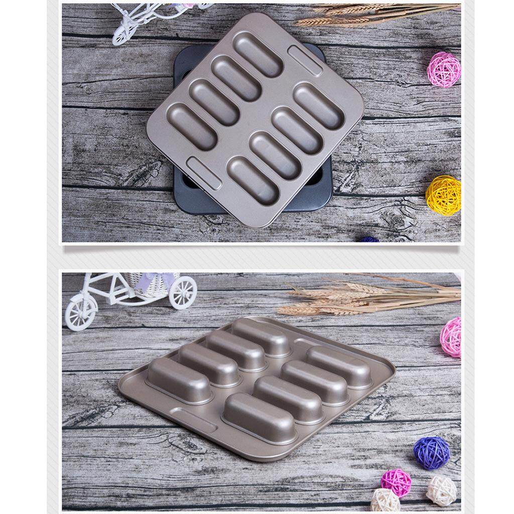 BolehDeals 8 Cups Nonstick Hot Dog Bun Bread Baking Pan Tray Metal Kitchen Bakeware