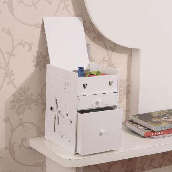 Cosmetic storage box with cover waterproof toilet table dustproof skin care products shelf large raised drawer type