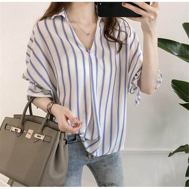 ใหม่ผู้หญิงสบายๆ Basic เสื้อฤดูร้อน Stripe เสื้อเสื้อขนาดใหญ่พิเศษ - INTL ใหม่ผู้หญิงสบายๆ Basic เสื้อฤดูร้อน Stripe เสื้อเสื้อขนาดใหญ่พิเศษ - INTL