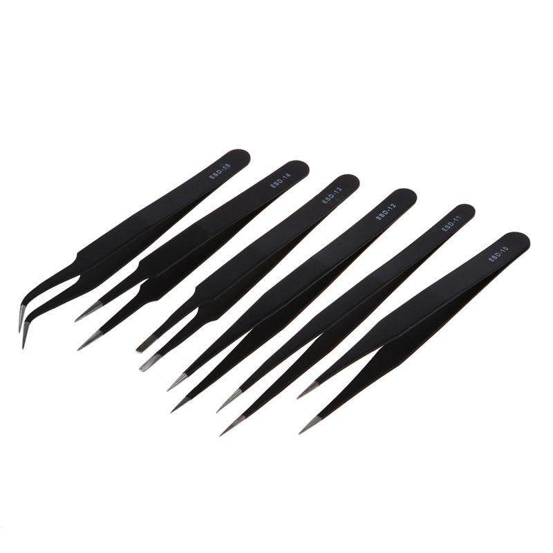 6 ชิ้นปลอดภัยอย่างมืออาชีพ Anti - Static แหนบชุดเครื่องมือซ่อมบำรุงรักษา ESD - INTL