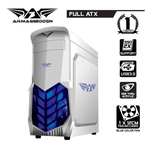 Vulcan V1x Full ATX Gaming PC Chassis (White) By Armaggeddon Malaysia