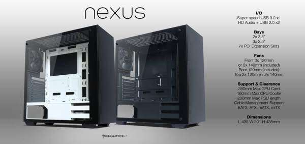 Tecware Nexus Tempered Glass Gaming Casing With 3 Units 12CM Fan (Black/White) Malaysia