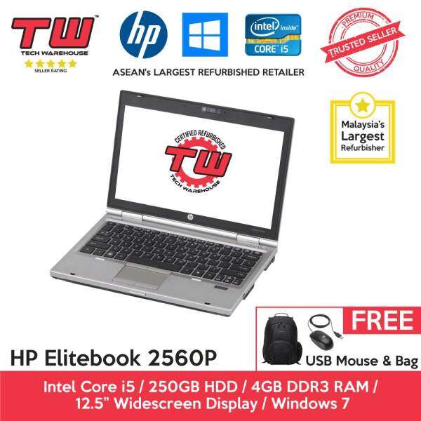 HP Elitebook 2560p Core i5 2.6 GHz / 4GB RAM / 250GB HDD / Windows 7 Laptop / 3 Months Warranty (Factory Refurbished) Malaysia