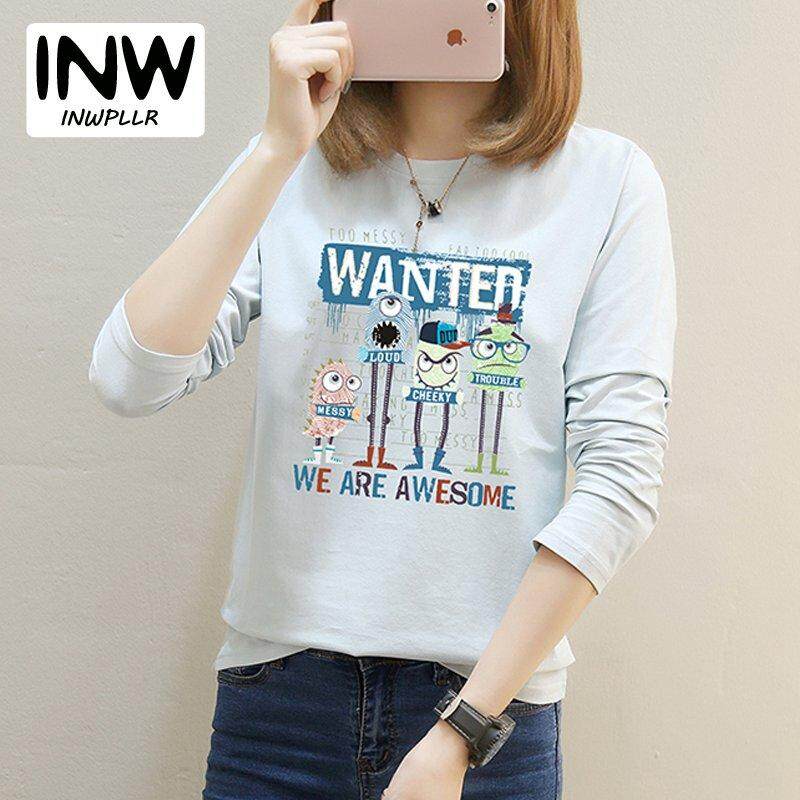 INWPLLR เสื้อยืดลำลองเสื้อเสื้อยืดสตรี Harajuku การ์ตูนเสื้อยืดพิมพ์ลายเสื้อผู้หญิงฤดูใบไม้ร่วง O - Neck แขนยาวตลกเสื้อยืดสำหรับผู้หญิง INWPLLR เสื้อยืดลำลองเสื้อเสื้อยืดสตรี Harajuku การ์ตูนเสื้อยืดพิมพ์ลายเสื้อผู้หญิงฤดูใบไม้ร่วง O - Neck แขนยาวตลกเสื้อยืดสำหรับผู้หญิง