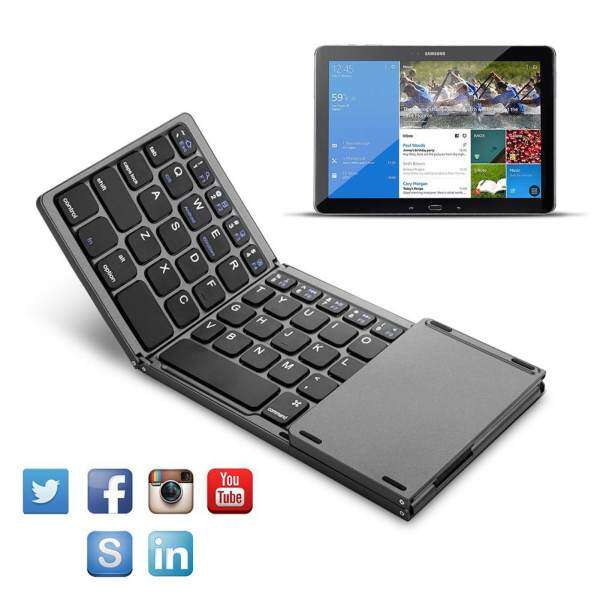 OrzBuy Foldable Bluetooth Keyboard With Touchpad, Rechargeable Portable Tri-fold Triple Wireless Ultra-Slim Bluetooth 3.0 Keyboard For IOS, Android, Windows, PC, Tablets And Smartphone--White Malaysia