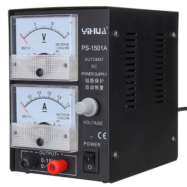 YIHUA 1501A 15V 1A 110V Portable DC Power Supply Adjustable Regulator Black US Malaysia