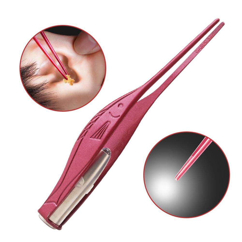 ไฟฉาย LED ไม้แคะหู WAX Remover ที่ทำความสะอาดหูแหนบหู Care เครื่องมือสีแดงกุหลาบ