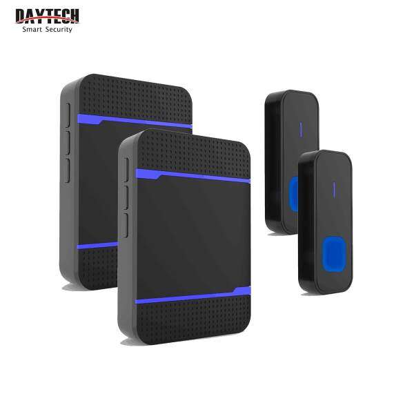 DAYTECH Wireless Door Bell Waterproof IP55 Doorbell 300M Range 5 Volume 55 Tones Door Chime 2 Receiver With 2 Button For Home