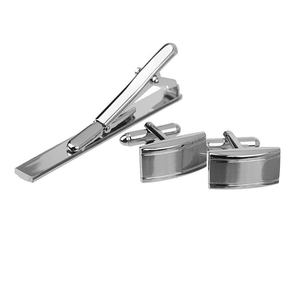GuangquanStrade Fashion Silver Metal Tie Clip Bar Clasp Cufflinks Set Gentlemen Formal Prom GuangquanStrade Fashion Silver Metal Tie Clip Bar Clasp Cufflinks Set Gentlemen Formal Prom