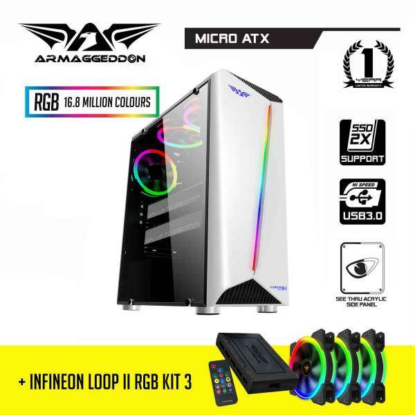 Armaggeddon KAGAMI K1 Gaming Case and Infineon Loop II RGB Kit (3 x RGB Fan with FX Controller) Malaysia