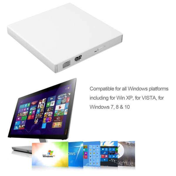 USB External Combo Optical Drive CD/DVD Player CD Burner for PC Laptop Win 7 8 - intl
