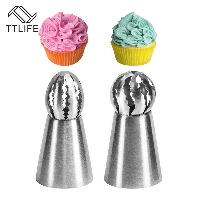 TTLIFE 2 ชิ้นสแตนเลส Sugarcraft ทิปทำขนมลูกบอลรัสเซียหัวฉีดขนมตกแต่ง Icing หัวบีบครีมเบเกอรี่เครื่องมือ