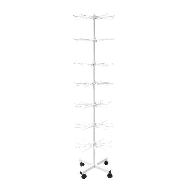 NEW WHITE TALL SEVEN LEVEL TIER SPINNING store FLOOR DISPLAY RACK W WHEELS wire