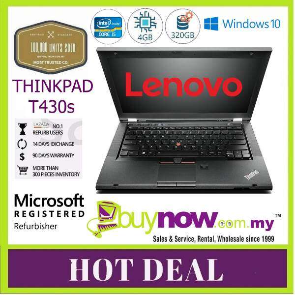 REFURBISHED LAPTOP , NOTEBOOK LENOVO THINKPAD T430s INTEL CORE i5 - 3320M 2.60GHz , 4GB DDR3 , 320GB HARD DISK WINDOWS 10 PRO Malaysia