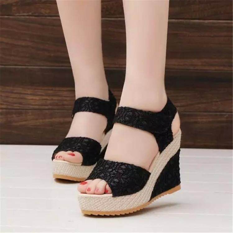 Summer New Style Korean Style Thick Bottomed Slanted Heel Peep Toe