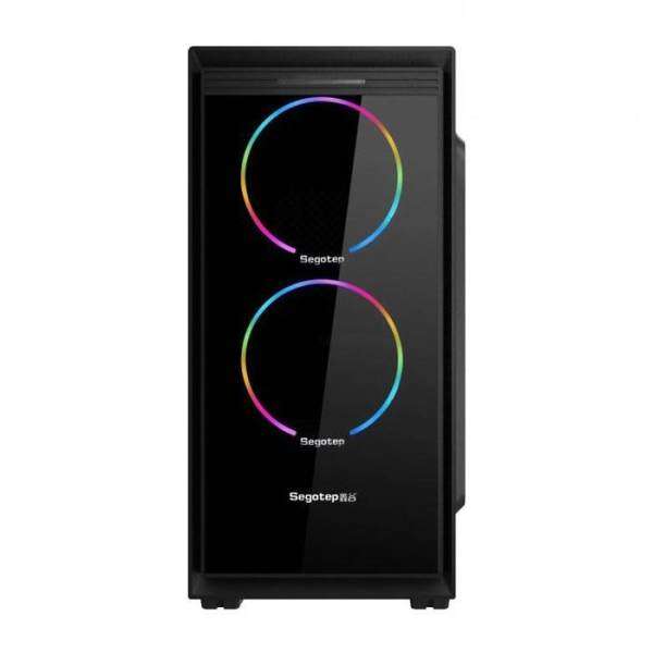 Segotep HALO 6 Mini + 2 x Lighting 12CM RGB Fan Micro ATX Gaming Casing - Black Malaysia