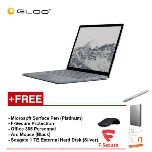 Surface Laptop Core i7/8GB RAM - 256GB + F-Secure End Point Protection + Office 365 Personal + Arc Mse Black + Microsoft Surface Pen Platinum + Seagate 1TB HDD Silver Malaysia