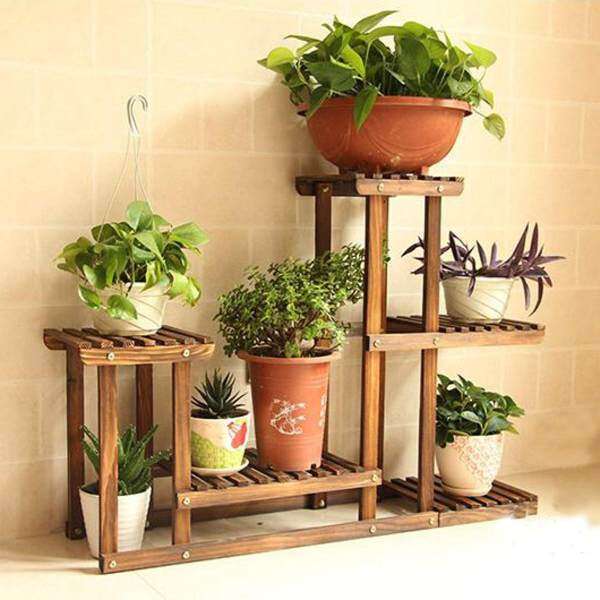 Premium Bamboo Wooden Plant Stand Indoor Outdoor Garden Planter Flower Pot Shelf - intl