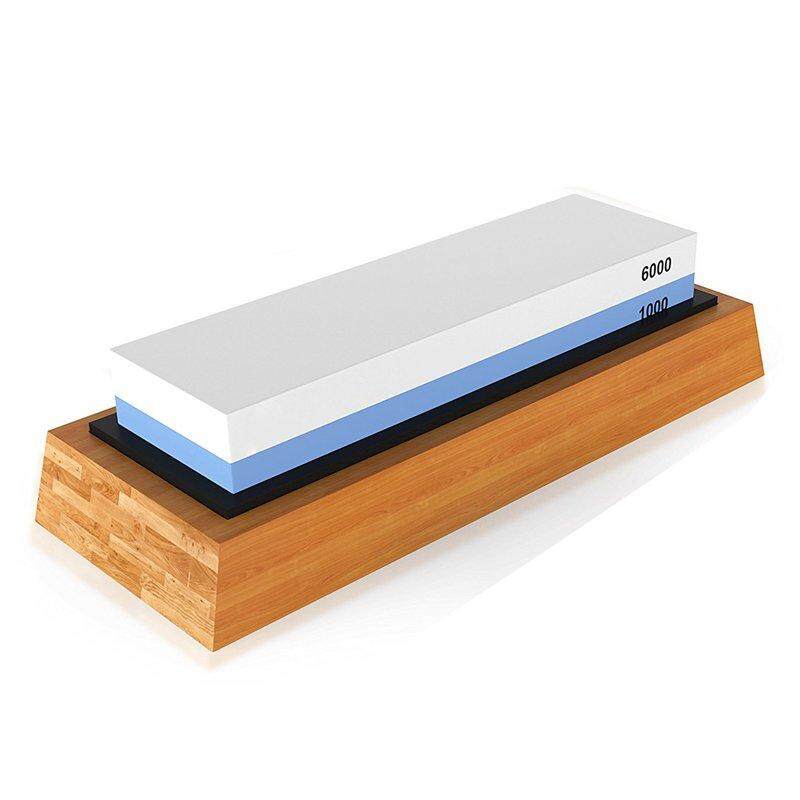 พรีเมี่ยมหินลับมีด 2 SIDE Grit 1000/6000 Whetstone ครัวที่ดีที่สุดที่ลับมีด Waterstone NonSlip ฐานไม้ไผ่มุมท่องเที่ยว - INTL