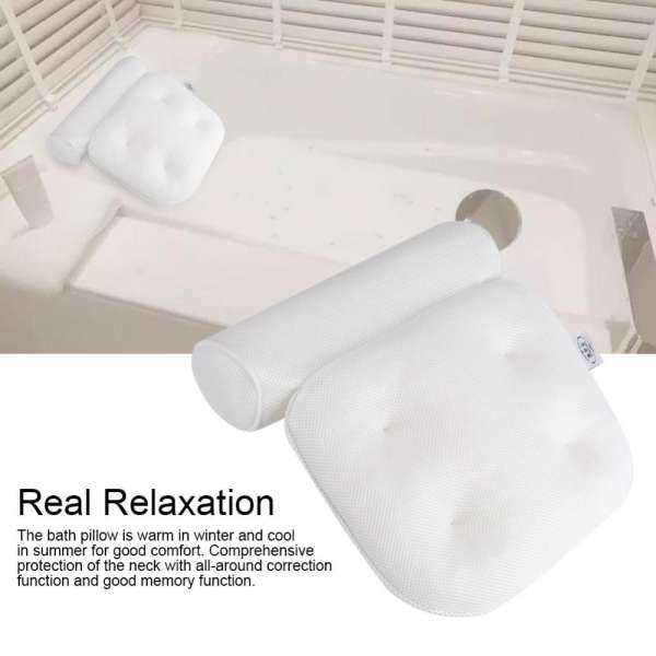 3D Mesh Spa Non-Slip Cushioned Bath Tub Spa Pillow Bathtub with Suction Cups for Neck and Back - intl