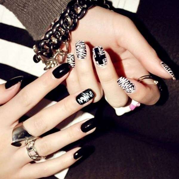 24 Pcs Tips Full Acrylic Nails Designer Fashion False Punk Style Nail Art Tool - intl Philippines