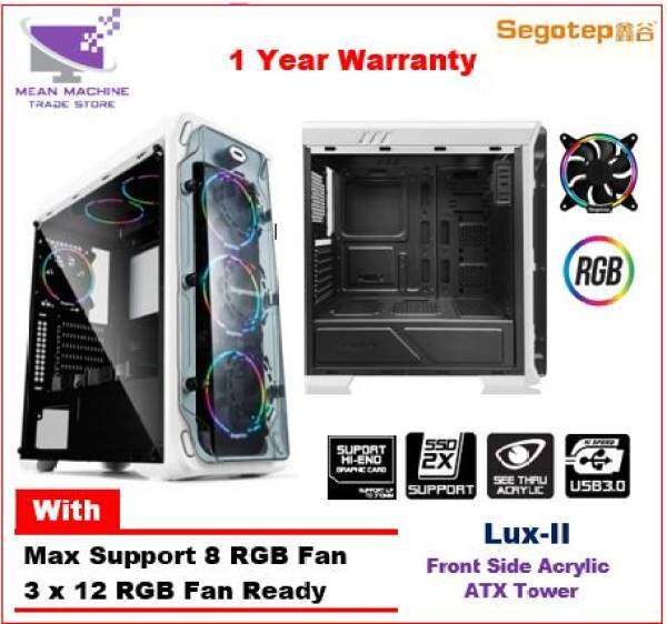 Segotep White Lux II /Lux-2 / RGB fan /Mid Tower ATX Gaming Chassis Malaysia