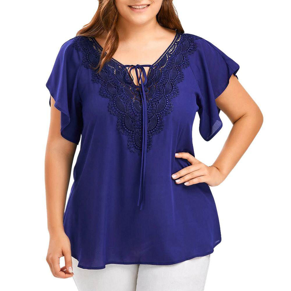 Womens Fashion Curve Appeal Lace T-Shirt Blouse Bat Short Sleeve Tops Womens Fashion Curve Appeal Lace T-Shirt Blouse Bat Short Sleeve Tops