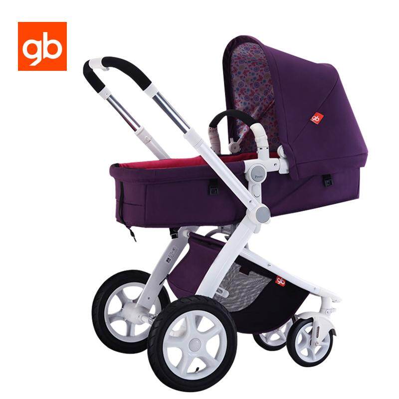 2 GB High Scenery 2 in 1 Baby Stroller Wheels Shockproof Baby Pram Pushchair Sit Lie Reversible Seat Folding Stroller Blue Purple