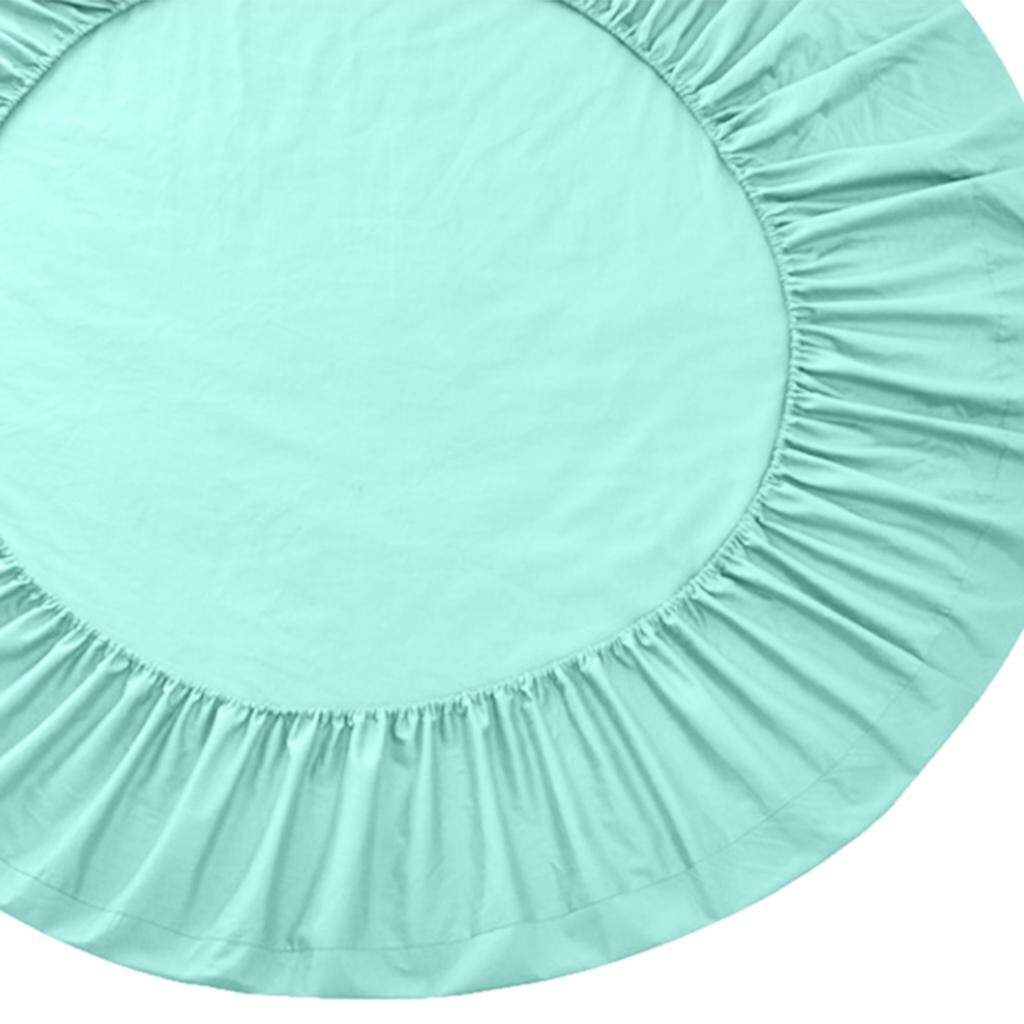 BolehDeals Solid Color Pure Cotton Round Bed Spread Fitted Sheet Covers Water Blue