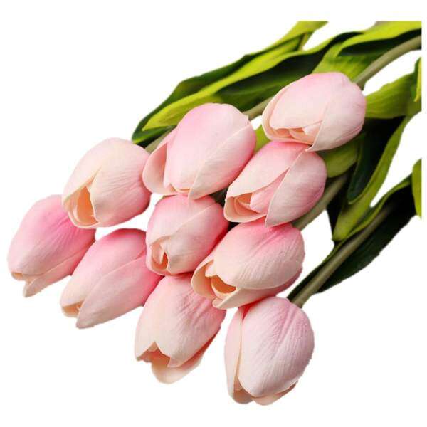 30pcs/lot Tulip Artificial Flower Real Touch PU Artificial Bouquet Flowers For Home Decoration Wedding Decorative Flowers(light pink)