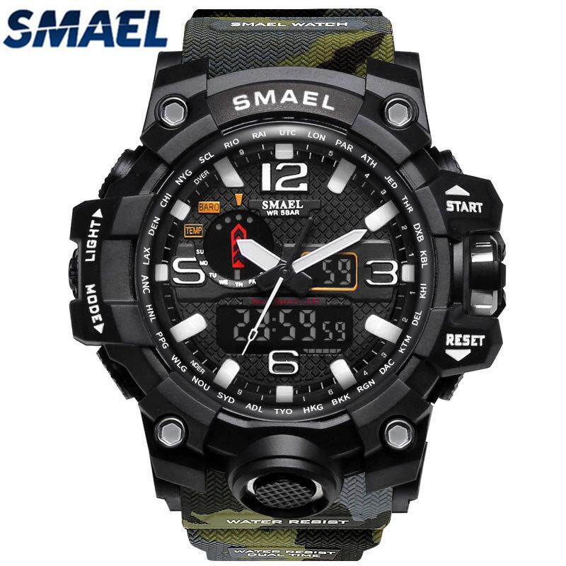 SMAEL Brand Camouflage Military Watch Men G Style Dual Display LED Digital-Quartzwatch Men's G Style Fashion S Shock Sport Watch 1545mc