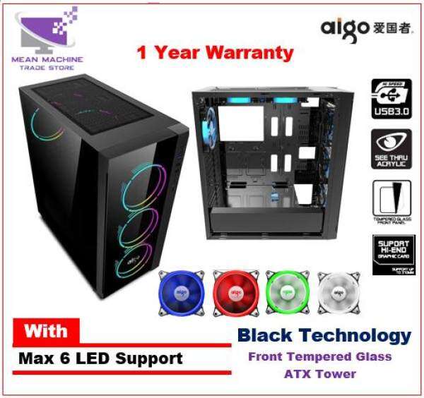 Aigo Black Technology ATX Tempered Glass Gaming Chassis Malaysia