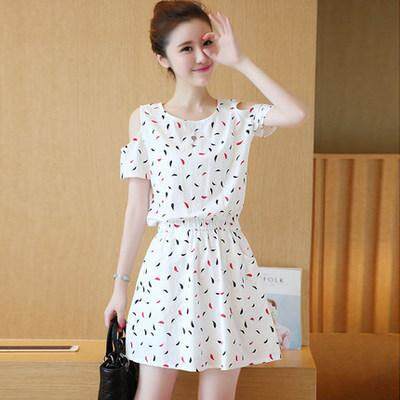 Summer new Korean girls slim fashion print loose dress