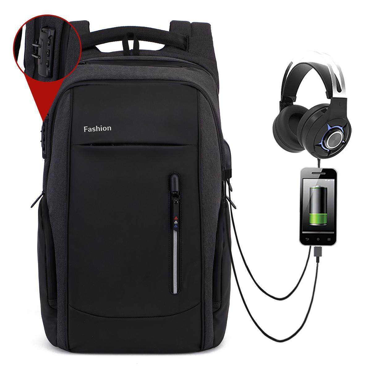 OrzBuy 6033 กันน้ำเพลงชาร์จ 17.3 นิ้วแล็ปท็อปกระเป๋าเป้สะพายหลังพร้อมหูฟัง, USB Dual Interface, anti - Theft Lock ออกแบบสำหรับบุรุษและสตรี - INTL