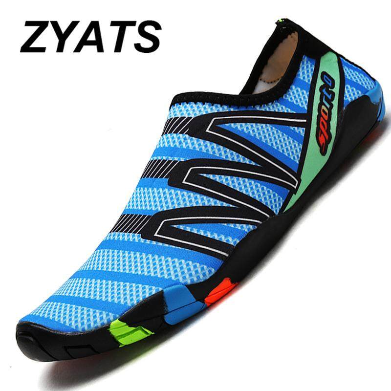 ZYATS รองเท้าน้ำผู้ชายและผู้หญิงคู่ผู้ปกครอง - รองเท้าเด็กเสื้อยืดผู้หญิงแฟชั่นคุณภาพว่ายน้ำและรองเท้าโยคะชายและหญิงท่องน้ำถุงเท้าสำหรับชายหาดรองเท้าขนาด 35-46