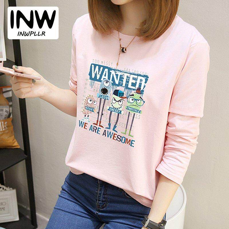 INWPLLR เสื้อยืดลำลองเสื้อเสื้อยืดสตรี Harajuku การ์ตูนเสื้อยืดพิมพ์ลายเสื้อผู้หญิงฤดูใบไม้ร่วง O - Neck แขนยาวตลกเสื้อยืดสำหรับผู้หญิง INWPLLR เสื้อยืดลำลองเสื้อเสื้อยืดสตรี Harajuku การ์ตูนเสื้อยืดพิมพ์ลายเสื้อผู้หญิงฤดูใบไม้ร่วง O - Neck แขนยาวตลกเสื้อยืดสำหรับผู้หญิง