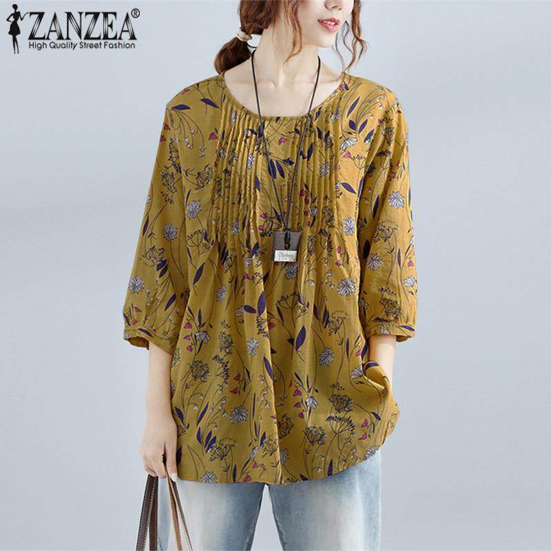 ZANZEA เสื้อเบลาส์ พิมพ์ลายดอก ZANZEA เสื้อเบลาส์ พิมพ์ลายดอก