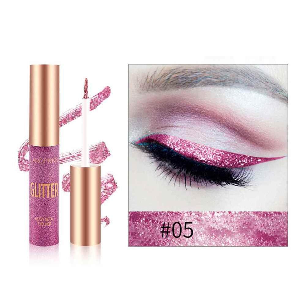 Qooiu Langmanni 10 สีแต่งหน้าเงาอายแชโดว์เกล็ดแวววาวกันน้ำอายไลเนอร์แบบน้ำ Pearlescent อายไลเนอร์ดินสอ