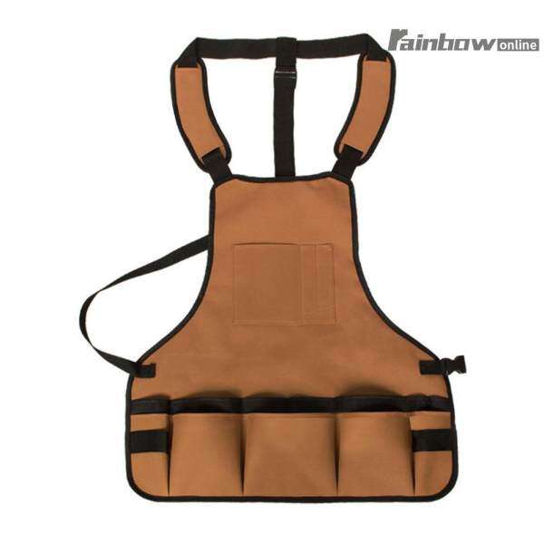 Multifunction Solid Coffee Oxford Cloth Garden Storage Pockets Apron