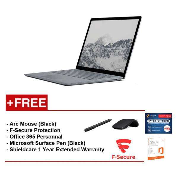 Surface Laptop Core i5/8GB RAM - 256GB + Shield Care 1YR Ext Wty + F-Secure End Point Protection + Off 365 Personal + Arc Mse Blk + Microsoft Surface Pen Black Malaysia