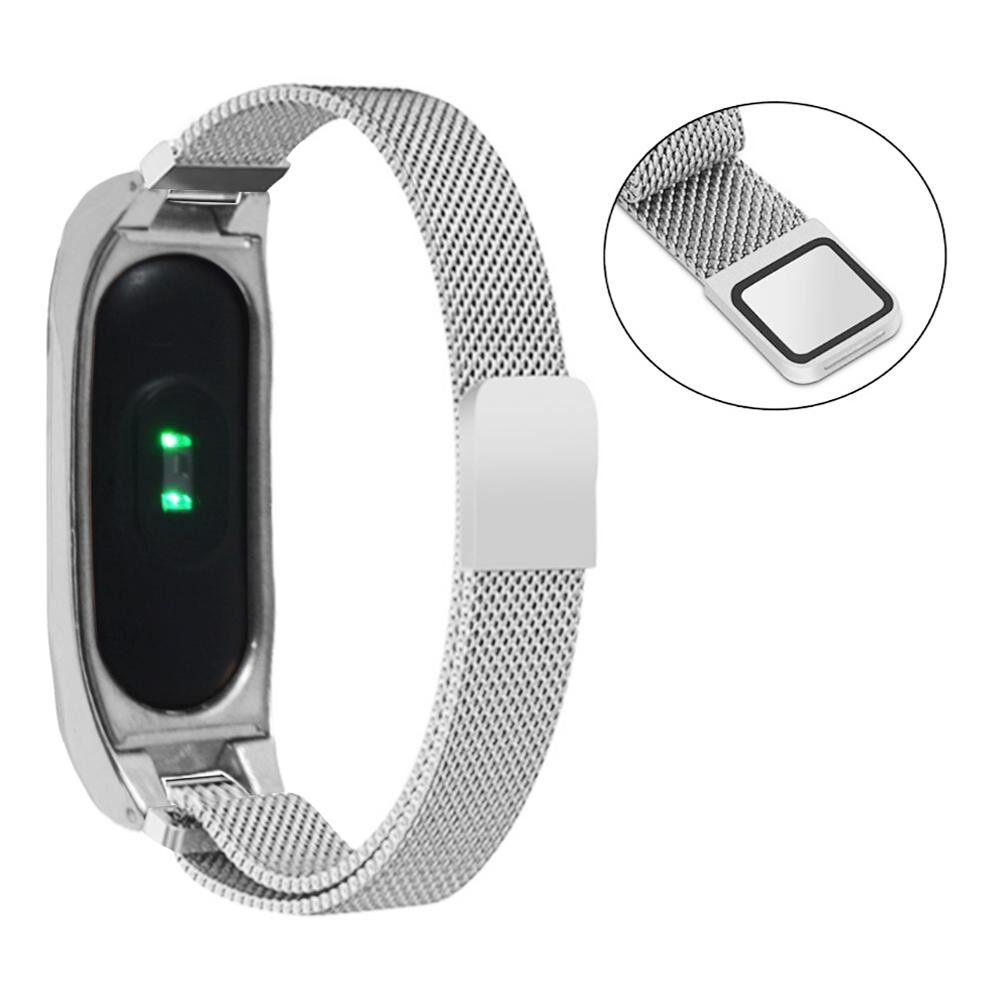 สเตนเลสของมิลานสายนาฬิกาข้อมือ + โลหะเคสสำหรับ Xiaomi Mi BAND 2 BK Planiesty - INTL สเตนเลสของมิลานสายนาฬิกาข้อมือ + โลหะเคสสำหรับ Xiaomi Mi BAND 2 BK Planiesty - INTL