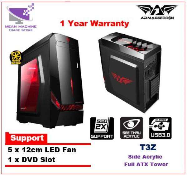 Armaggeddon Decatron T3Z Black White / Full ATX Acrylic Gaming Chassis Malaysia