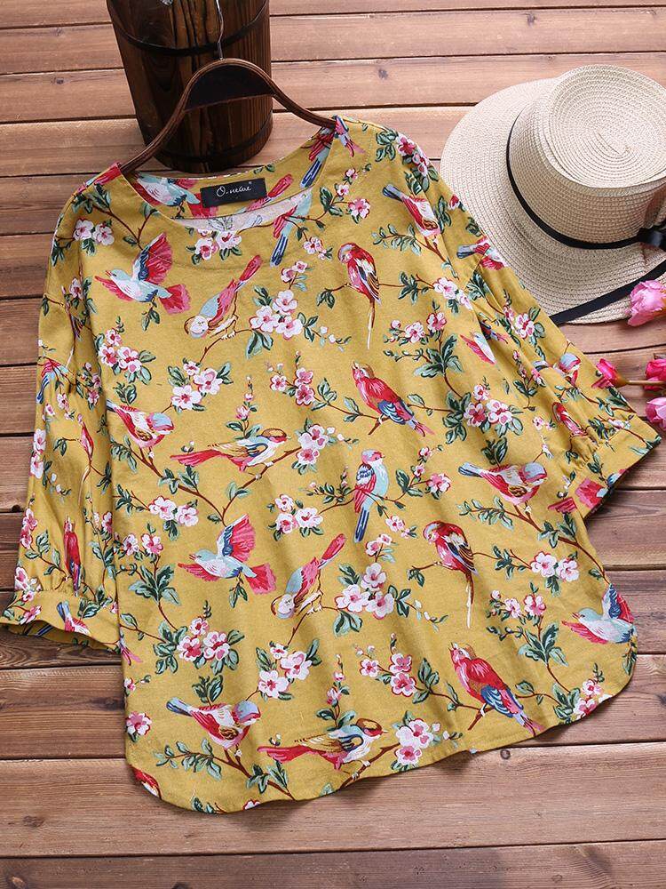 O-NEWE Women Casual Loose Plus Size Top Tee T Shirt Vintage Retro Boho Floral Blouse O-NEWE Women Casual Loose Plus Size Top Tee T Shirt Vintage Retro Boho Floral Blouse