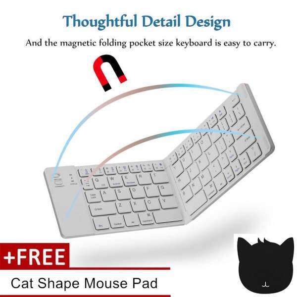 【Buy 1 Get 1 Free Gift】Portable Magnetic Folding Wireless Bluetooth Keyboard for Android IOS Windows Malaysia