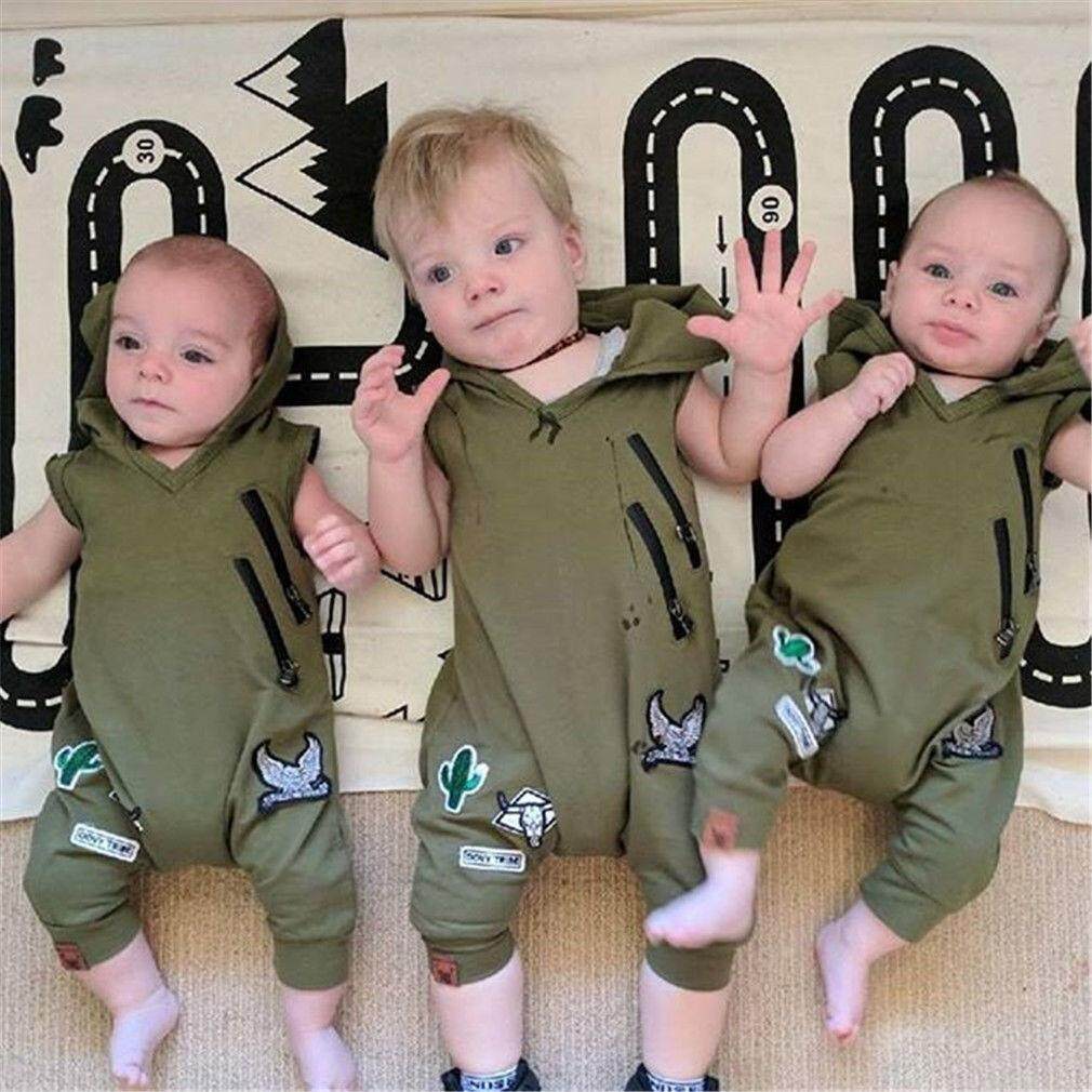 Cool เด็กทารกชายแรกเกิดเสื้อคลุมหลวมมีฮู้ด Bodysuit สีเขียวชุดจั๊มพ์สูทชุดเสื้อผ้า Cool เด็กทารกชายแรกเกิดเสื้อคลุมหลวมมีฮู้ด Bodysuit สีเขียวชุดจั๊มพ์สูทชุดเสื้อผ้า