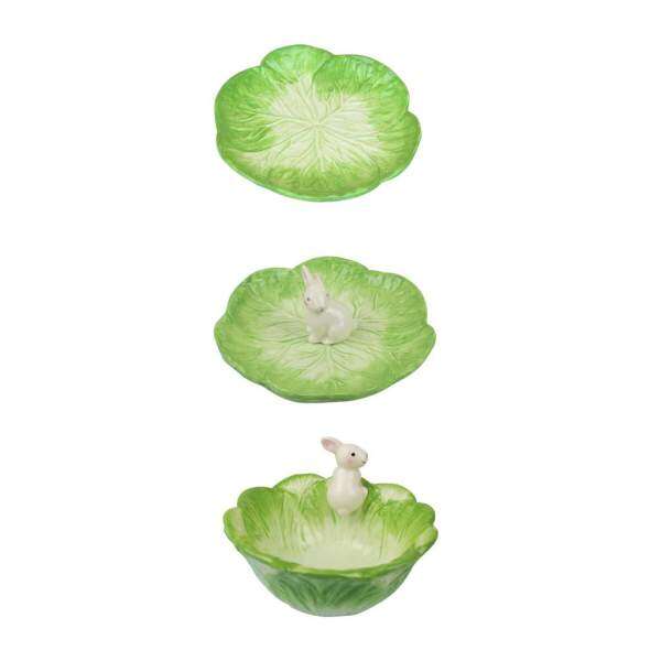 BolehDeals 3Pcs Cute Ceramic Rabbit Cabbage Bowl Dessert Bowls Fruit Salad Plate Bowls
