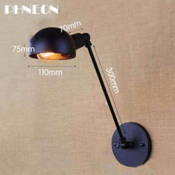 PHNEON New Vintage Industrial Style Loft Creative Minimalist Long Arm Wall Lamp Adjustable Handle Metal Rustic Light Sconce Fixtures - intl