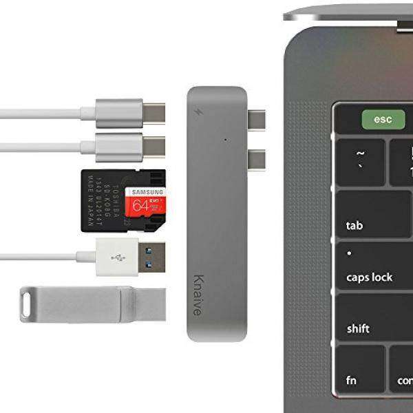 Thunderbolt Usb C Hub,Knaive Aluminum Thunderbolt 3 5K@60Hz Type-C Hub Adapter Dongle for 2016/2017 MacBook Pro 13”15”, 2x USB 3.0,Type C Power Delivery,microSD/SD Card Reader(Space Gray) Malaysia